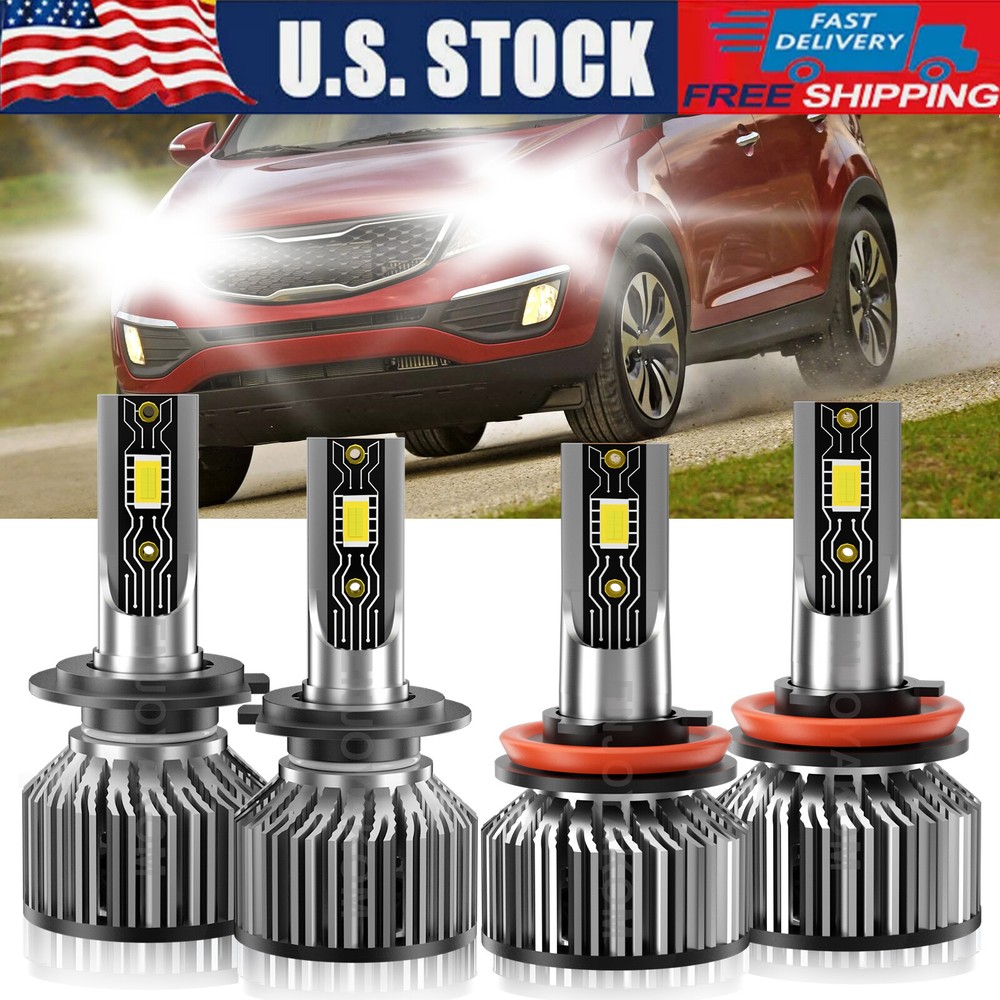 For Kia Sportage 2012 H7 H11 LED Headlight Combo High Low Beam Bulbs Kit 6500K