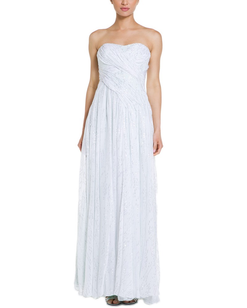 Badgley Mischka 'Soft Mint & Silver' Silk Gown Dress Sz 4 NWT $990 Retail