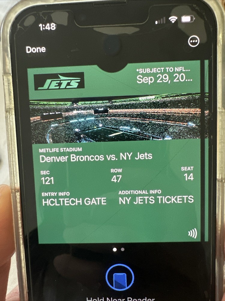 TWO TIX FOR THE NEW YORK JETS VS. DENVER BRONCOS ON 9/29 AT 1:00 PM With Parking
