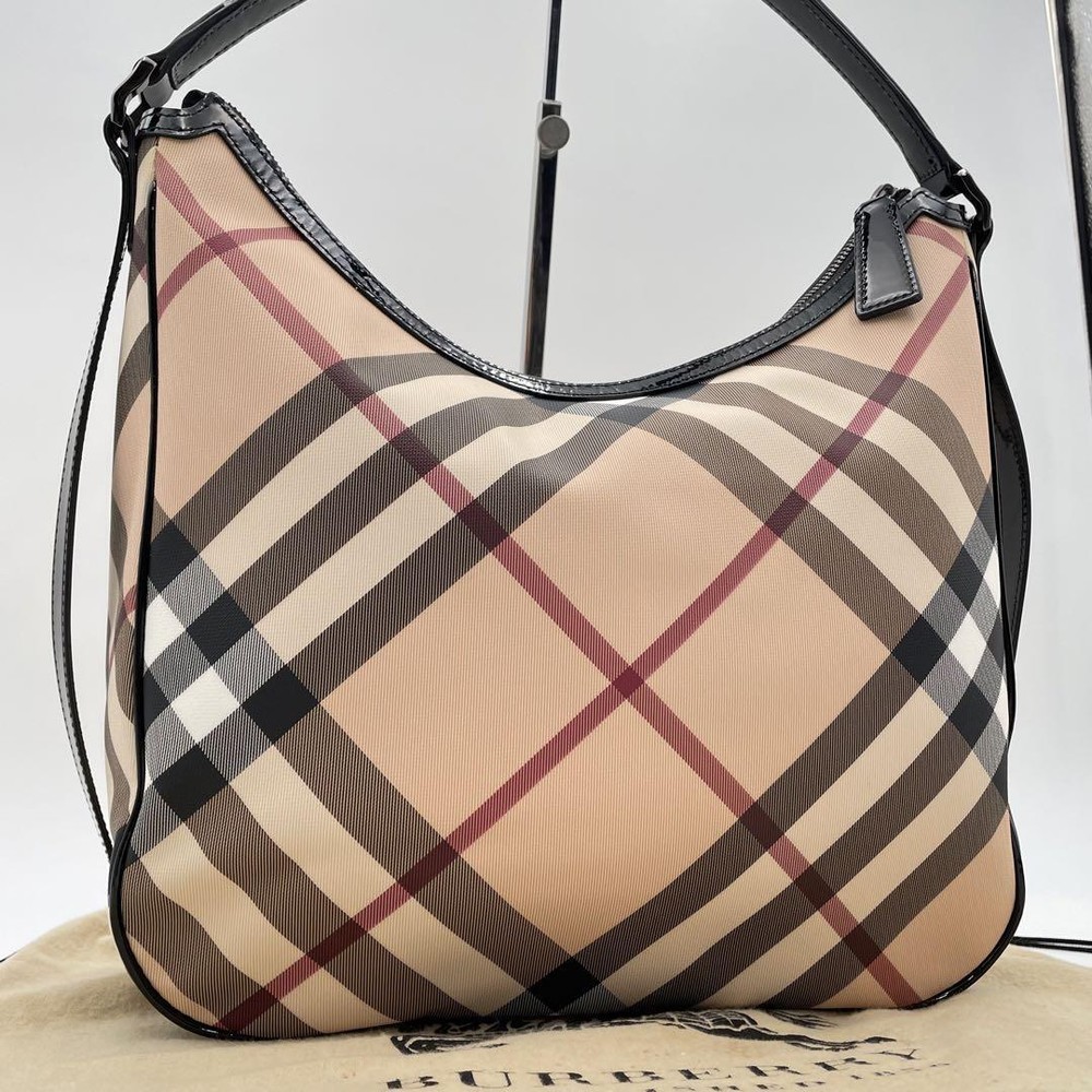 Burberry Shoulder Bag Nova Check PVC Beige Authentic F1204269