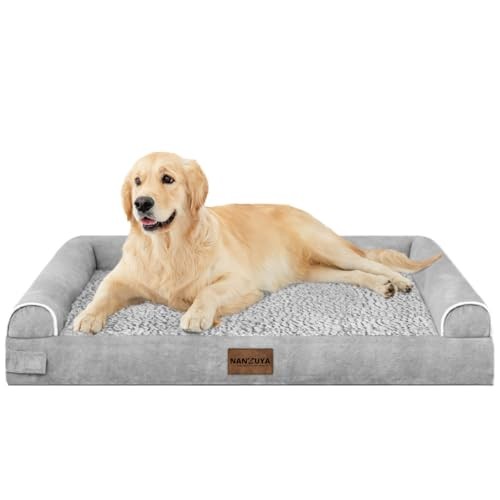 Orthopedic Washable Large Dog Bed 36x27 Inches Light Grey