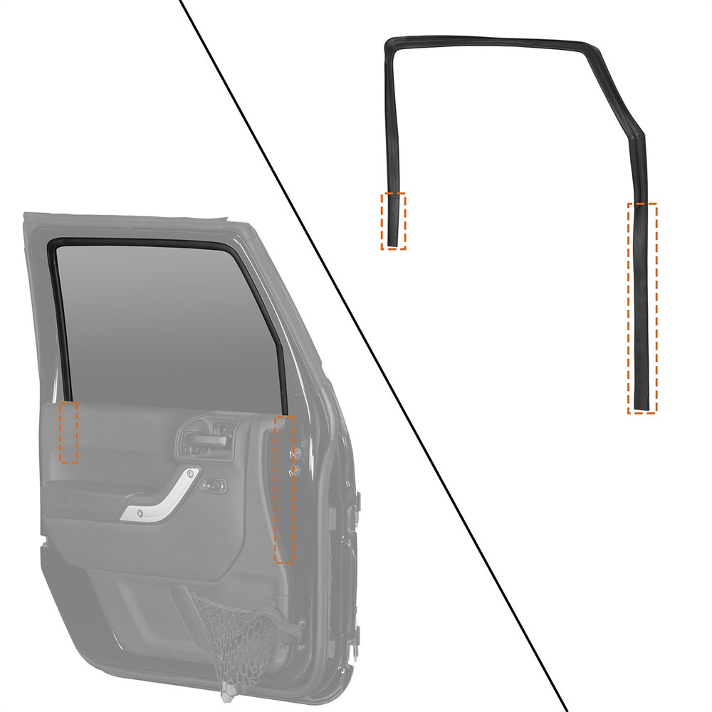 Front Door Glass Run Channel Weatherstrip For Jeep Wrangler JK 07-18 Driver Side