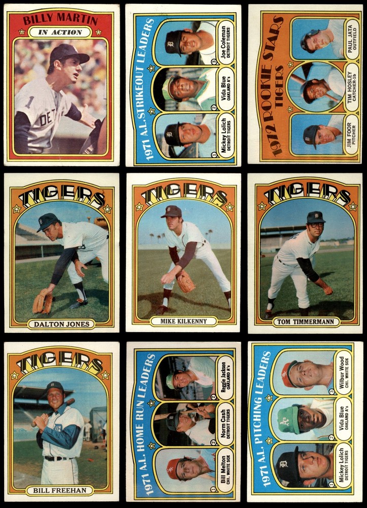 1972 Topps Detroit Tigers Partial Team Set 16 of 31 Cards EX+ 5.5 Condition  