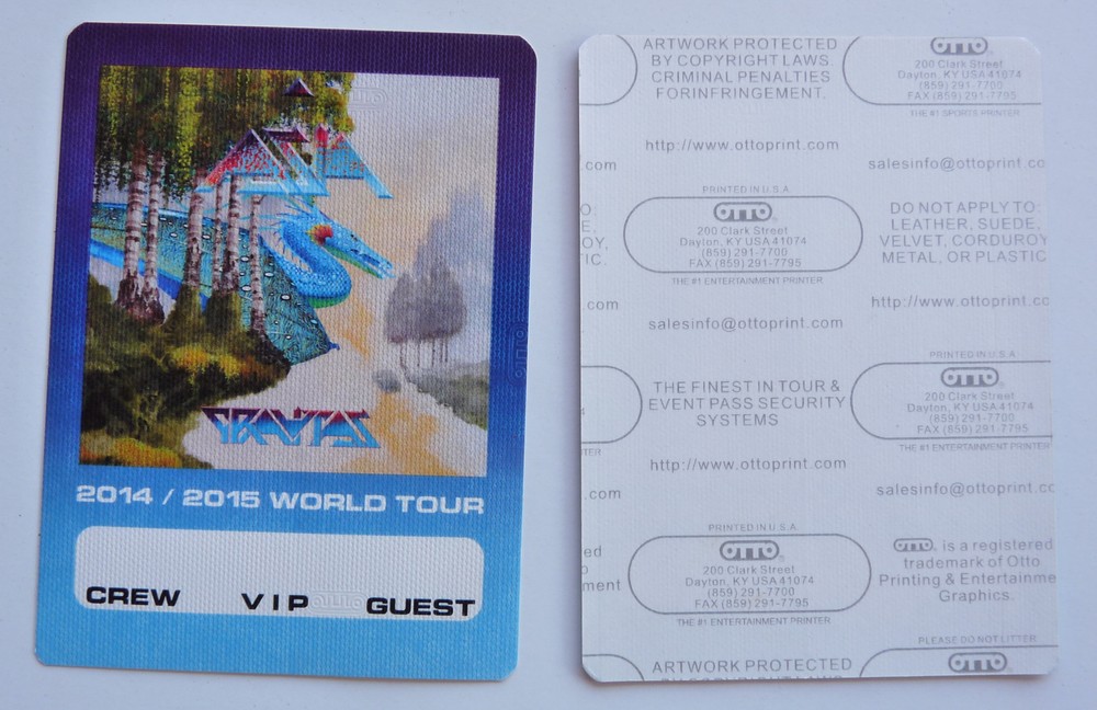 Asia 2014 2015 Blue Concert Tour Backstage Pass D21