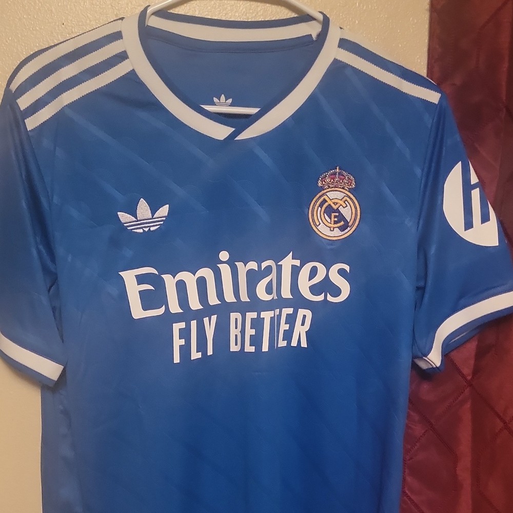 adidas Real Madrid Soccer Jersey Blue White S Mbappé #10 Aeroready Emirates HP
