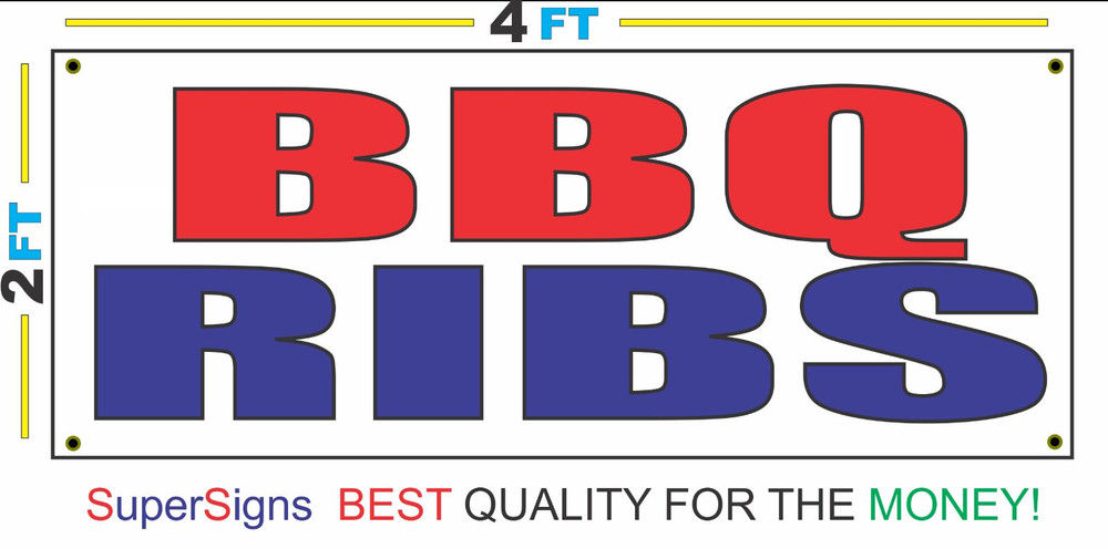Red White & Blue BBQ Ribs Banner Sign - New Discount Size & Price