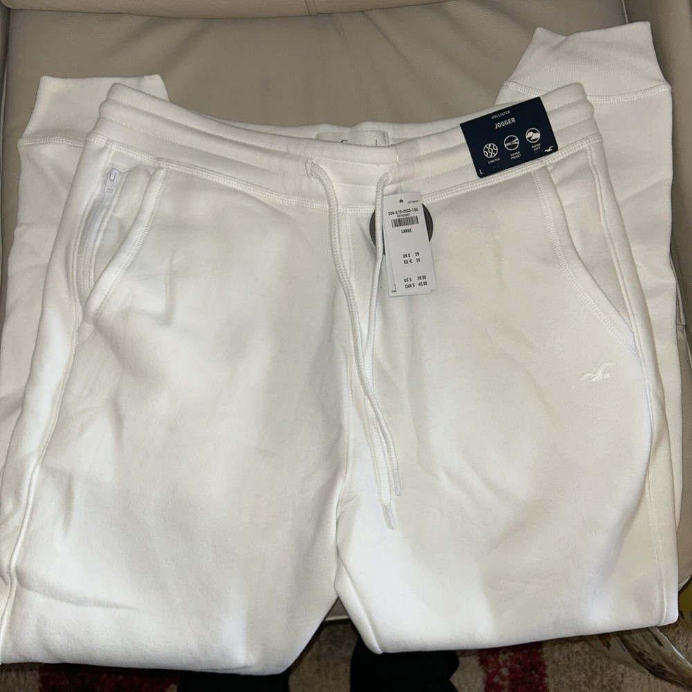 Nwt Men’s S White Fleece Hollister Sweatpants Feel Good Jogger Large