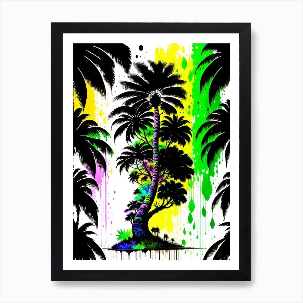 Palm Trees 1 Framed Wall Art Print on Canvas - Tropical Decor