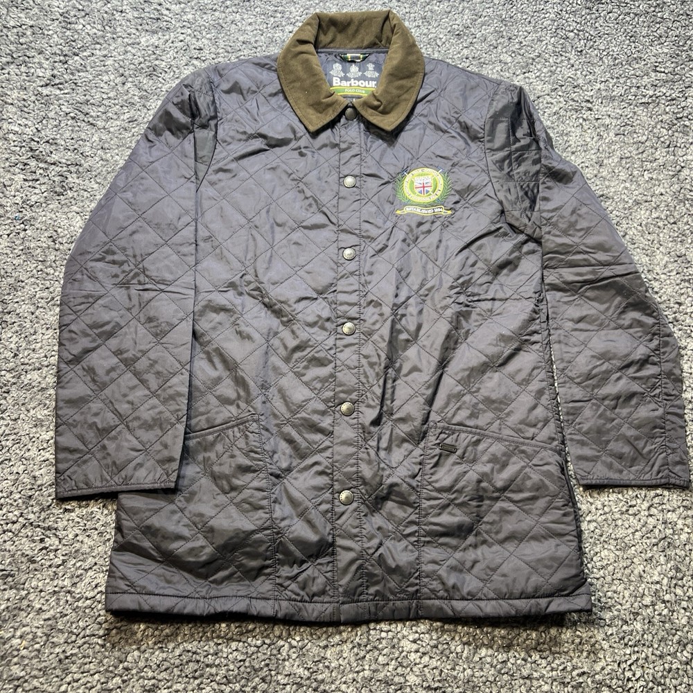 Barbour Men's Polo Liddesdale Regimental Navy Quilted Jacket Coat Size L