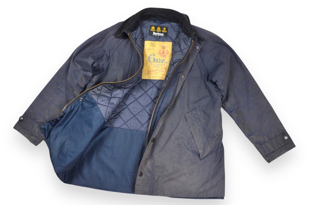 Men's Barbour Transport Jacket Wax Navy Blue England Classic Size XL