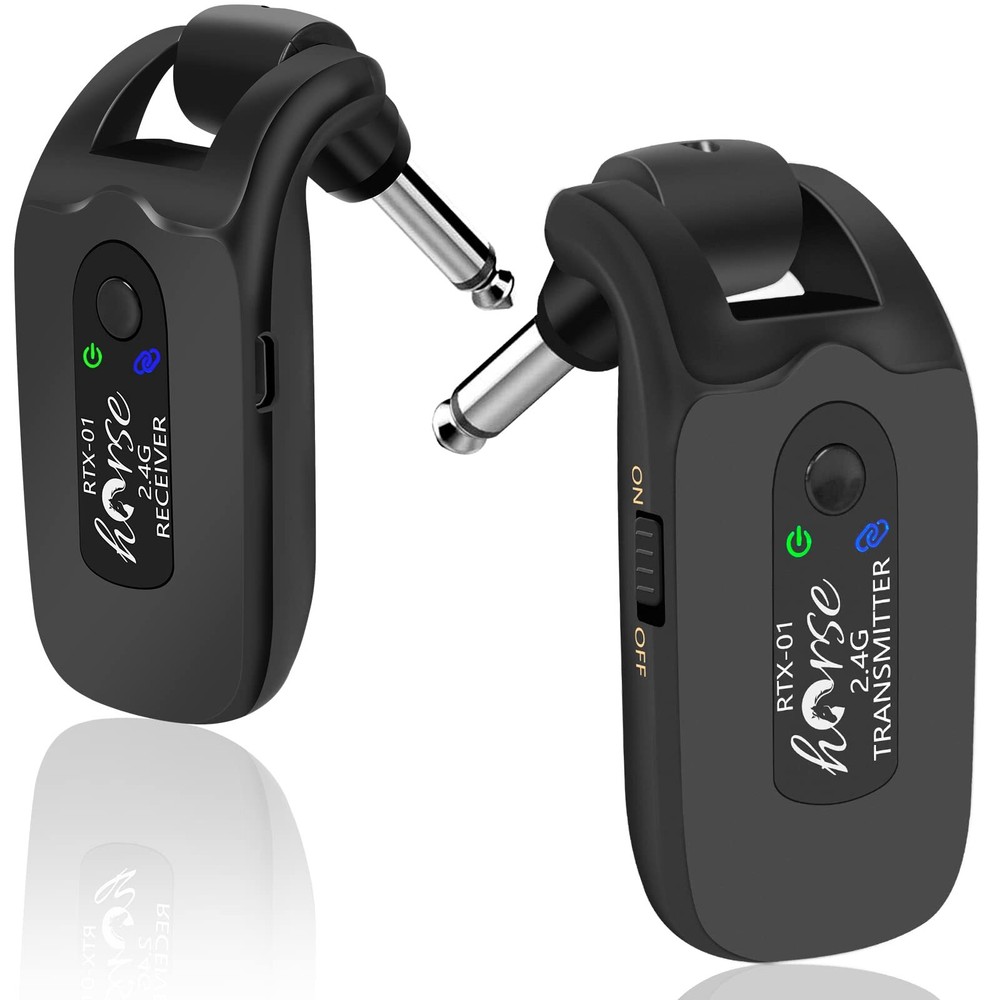 Wireless Guitar System, Horse 2.4GHZ Guitar Transmitter Receiver Set Built-in...