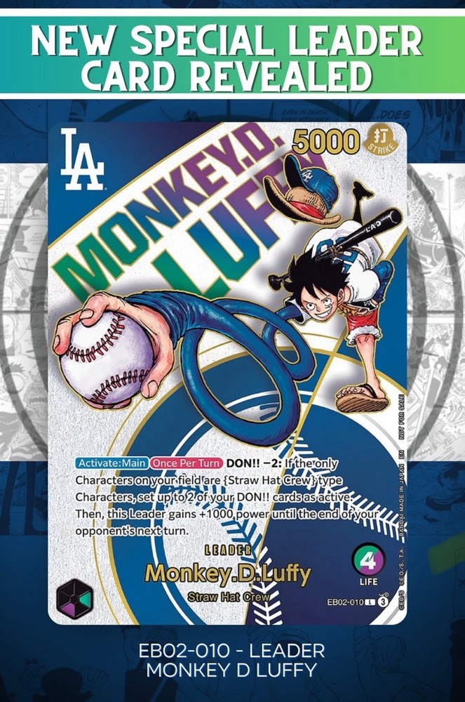 PRESALE Dodgers x One Piece Collab Promo Card Monkey D Luffy OPTCG 07/03/25-image