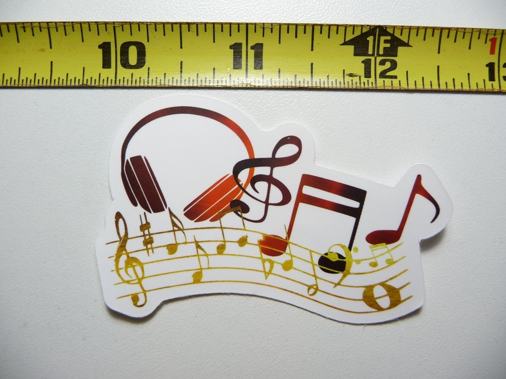Music Staff Paper Headphones Sticker Decal for Musicians & Bands