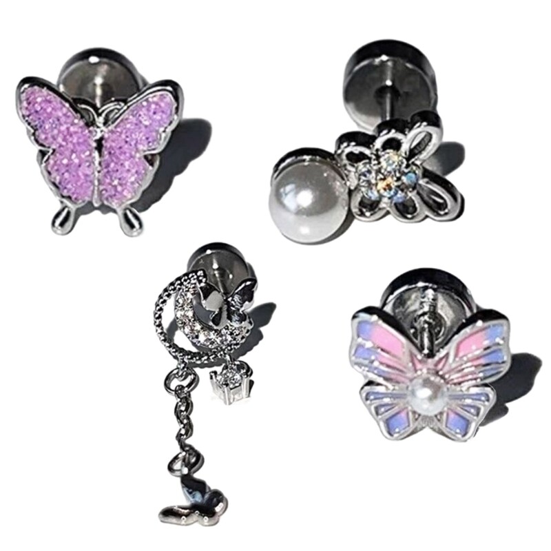 Y2K Butterfly Ear Pins Sparkling Party Jewelry Studs Gift Set