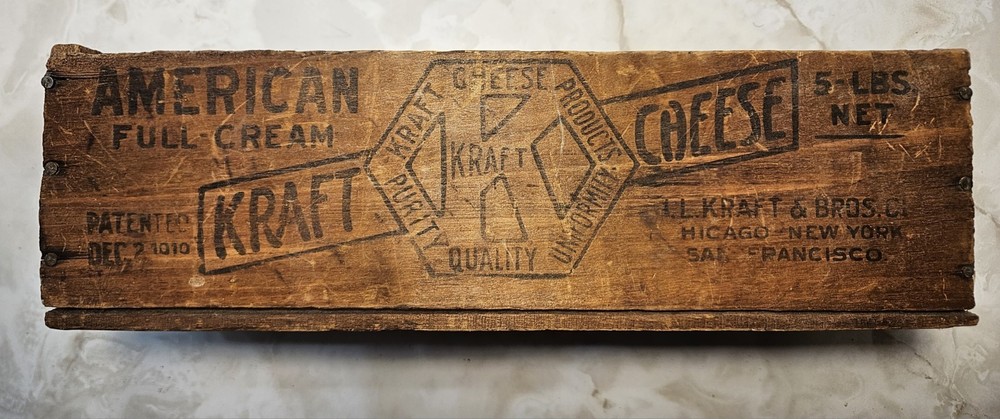 Vintage Kraft American Cheese Wooden Crate Box 5 LB by J.L. Kraft & Bros Co