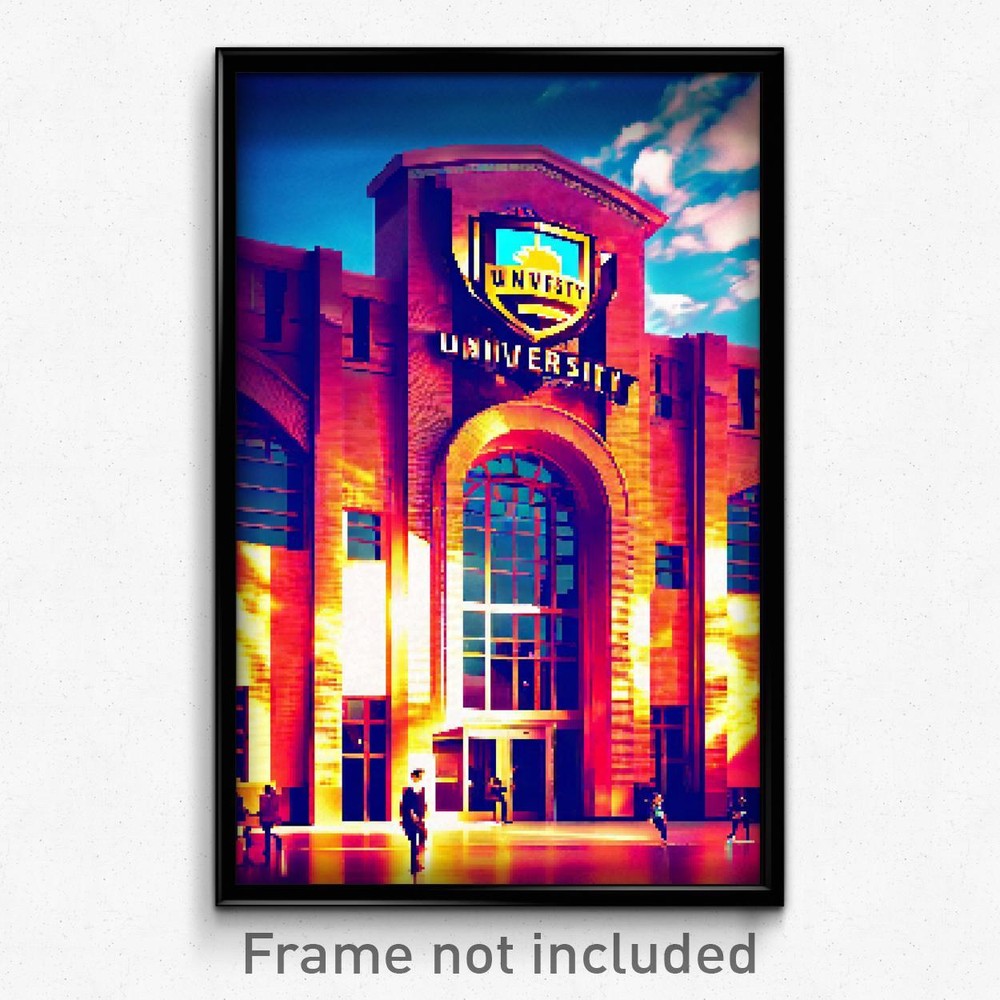 8 Bit Psychedelic Pixel Art Poster - Glossy University Video Game Print