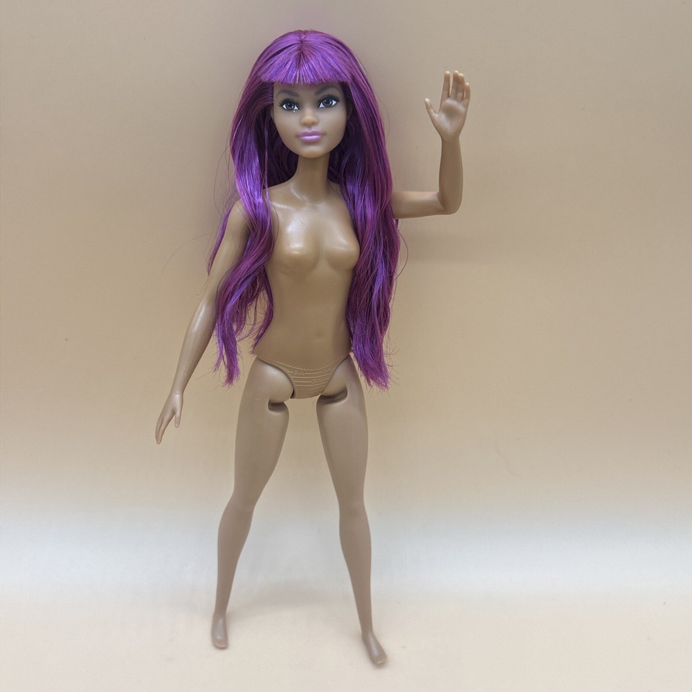 Barbie Fashionistas Doll Purple With Pink Long Highlighted Hair Nude For OOAK