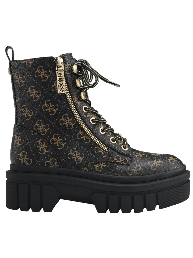 GUESS Womens Black Logo Zipper Lug Sole Fearne Round Toe Combat Boots 10 M