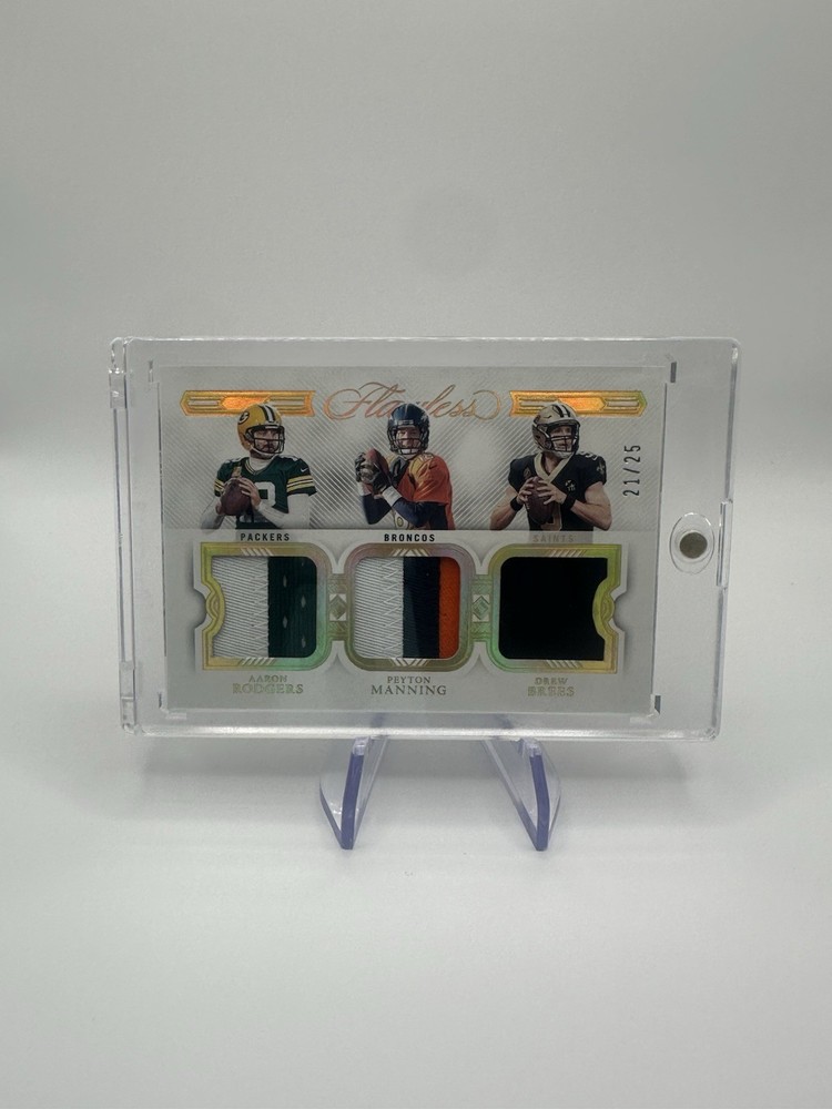 2022 Flawless Aaron Rodgers, Drew Brees, Peyton Manning TRIPLE PATCH 04/25