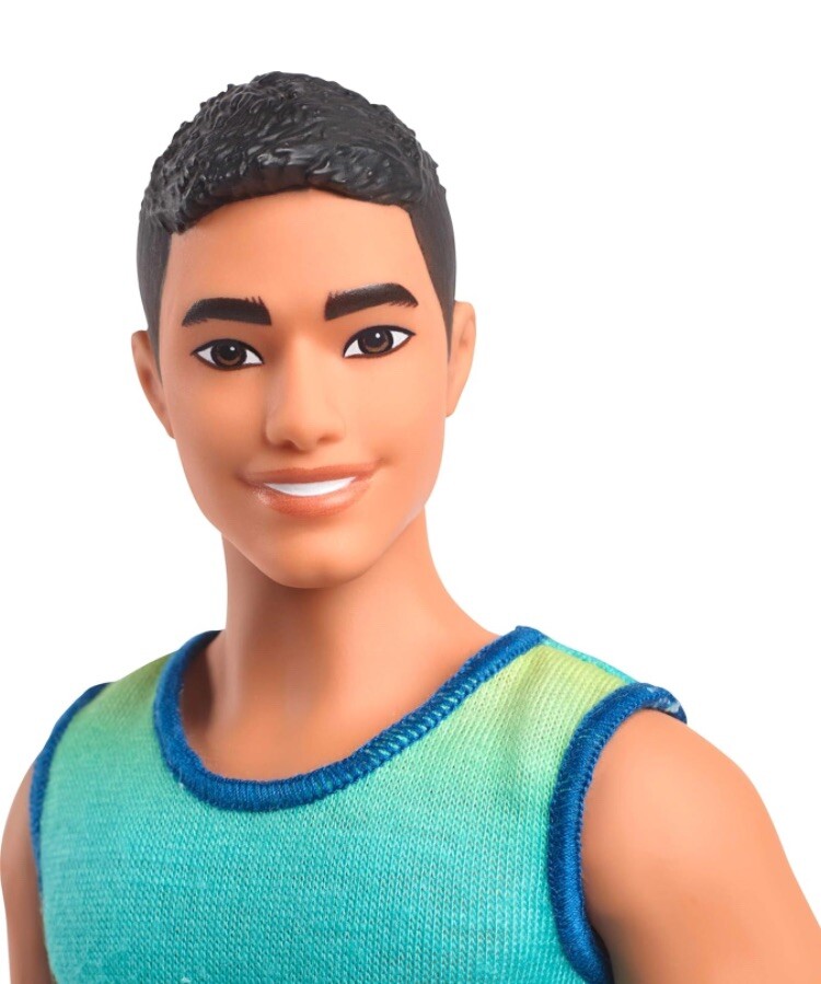 Barbie Fashionistas Ken Doll #236 Black Hair in Blue & Green Ombré Shirt