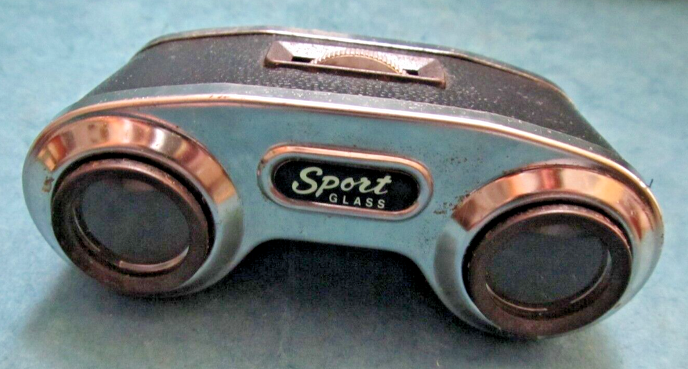 Vintage black leather Sport 3x mini binoculars from Japan
