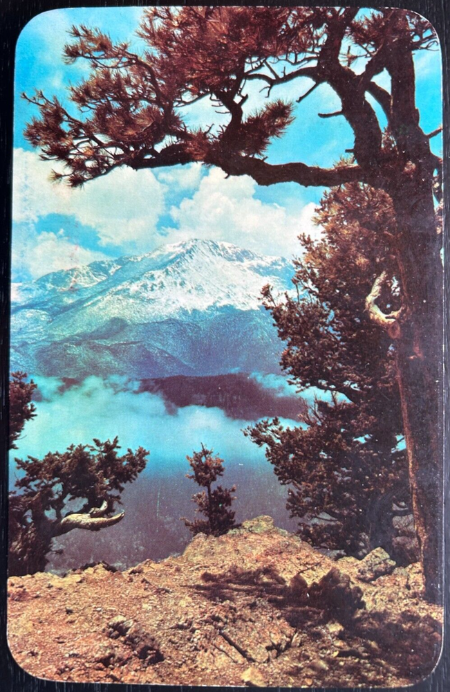 Vintage postcard: Pikes Peak (altitude 14,110') from top of Rampart Range Rd, CO