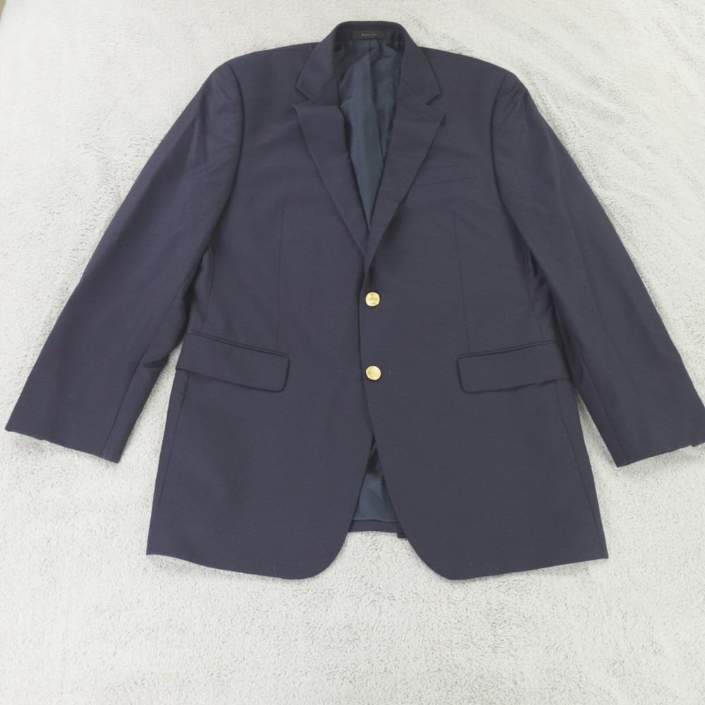 Ralph Lauren Blazer Mens 40 Long Navy Blue Gold Wool Academia