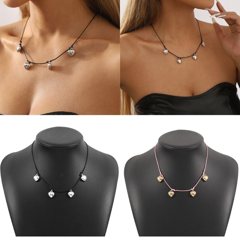 Adjustable Chain Necklaces Unique Heart Pendant Chokers Love Shape Collar Chain