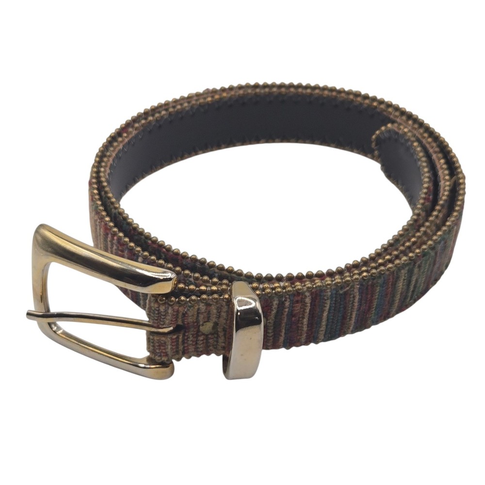 Vintage Southwestern Aztec Striped Belt with Gold Hardware for Women