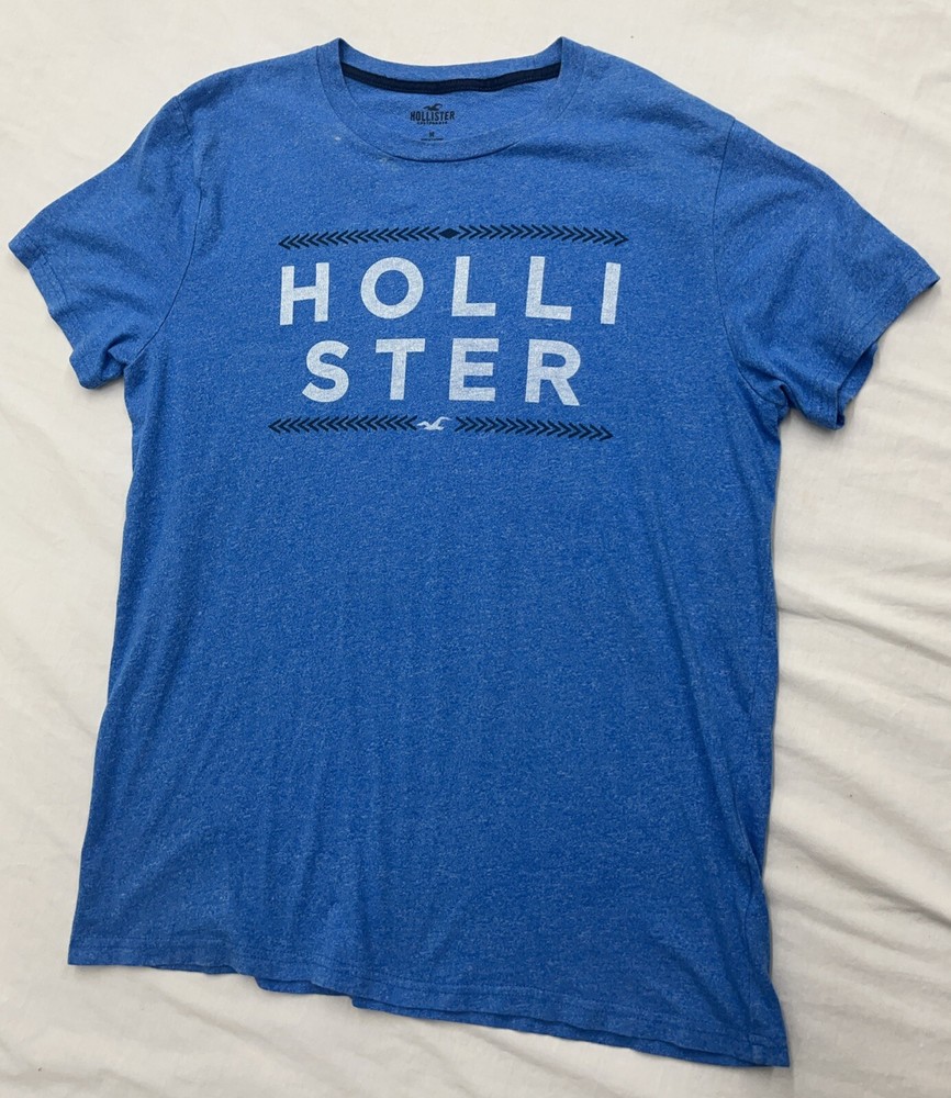 Hollister California With Logo Short Sleeve Tshirt Blue Size Medium