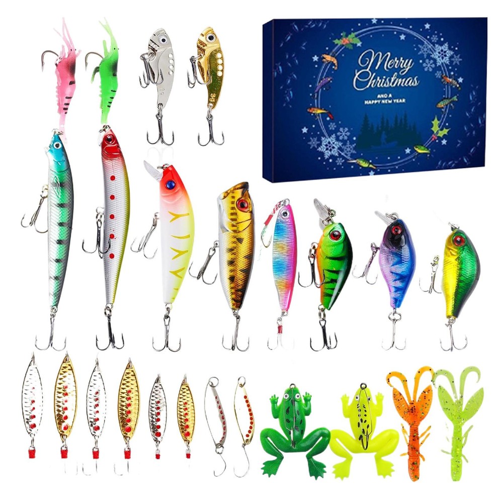 24-Day Fishing Tackle Advent Calendar Christmas Gift for Anglers and Fishing Enthusiasts