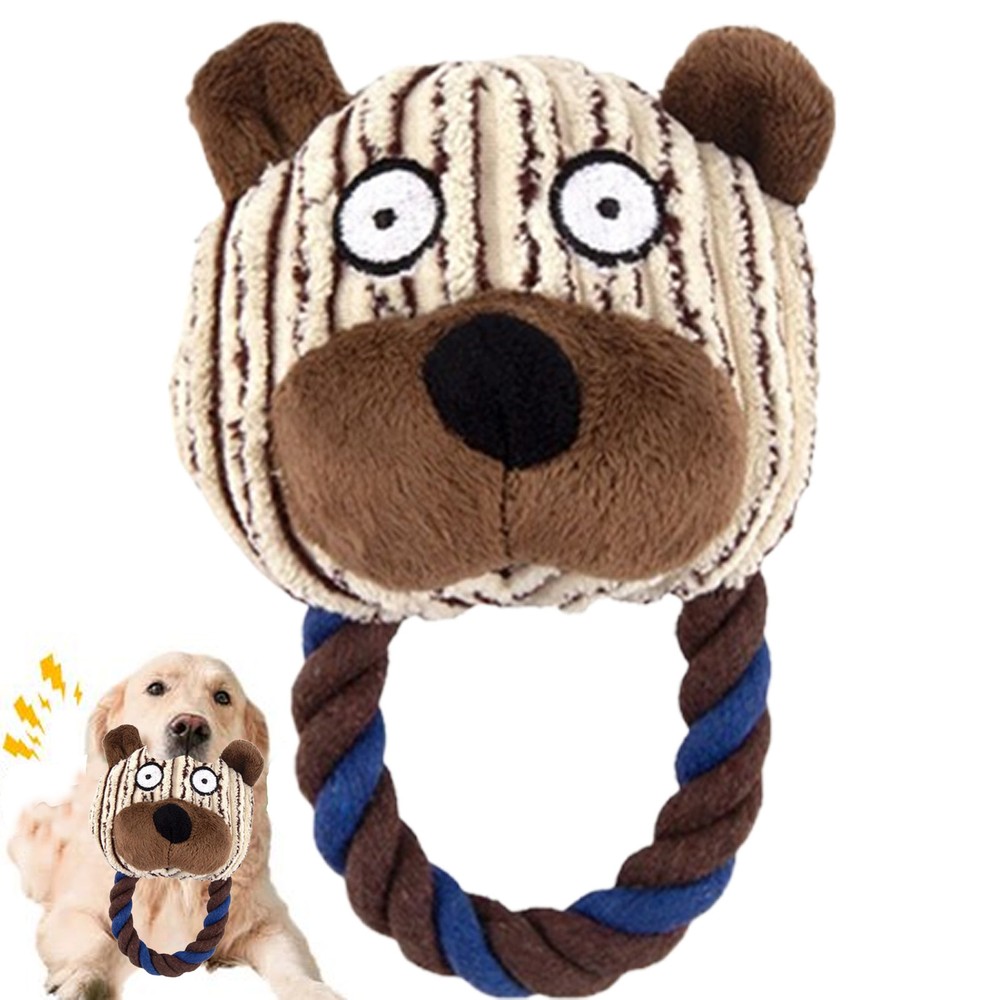 1pc Dog Stuffed Animals Chew Toy Cartoon Dog Squeaky Toys Plush Dog Toy for Pets