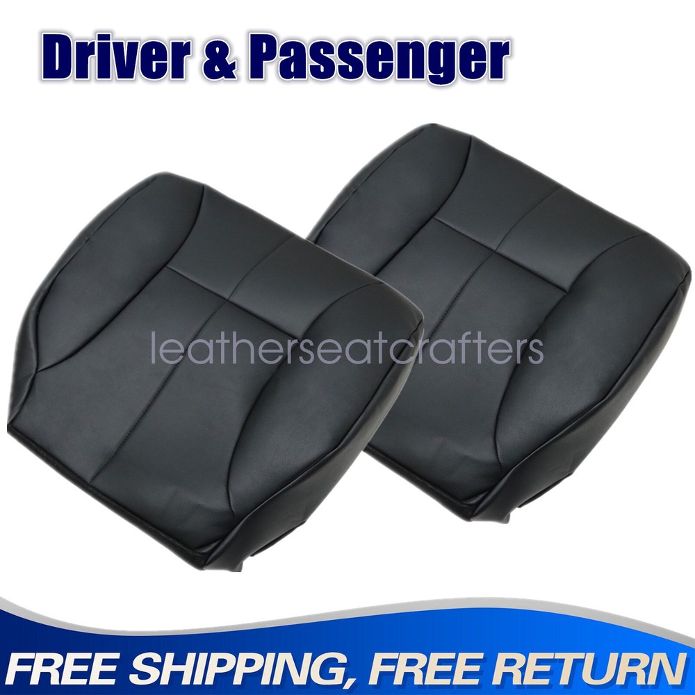 2-Piece Black Leather Front Bottom Seat Cover for 2001-2002 Dodge Ram 1500 2500 3500
