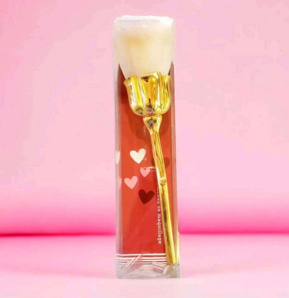 Rose Makeup Brush Large Super Soft Powder Facial Brush, Blush Brush Beige Tip