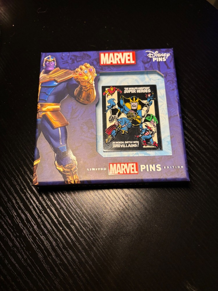 D23 2024l MARVEL SUPER HEROES VILLIANS THANOS PIN BOX SET LE 300 DISNEY COMIC