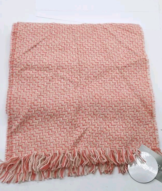 100% Cashmere By Charter Club Scarf Multicolored Quartz Pink 10” X 65 in