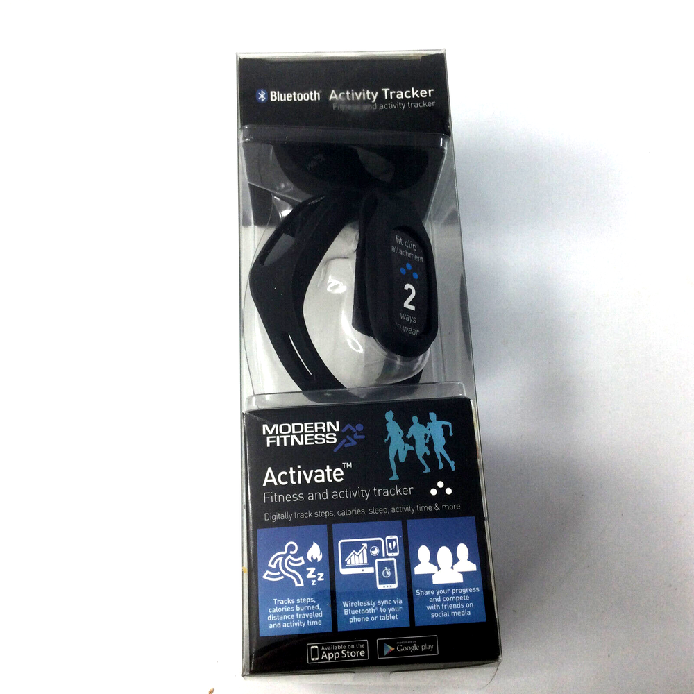 Modern Fitness Bluetooth Activity Tracker Steps Calories Sleep Black