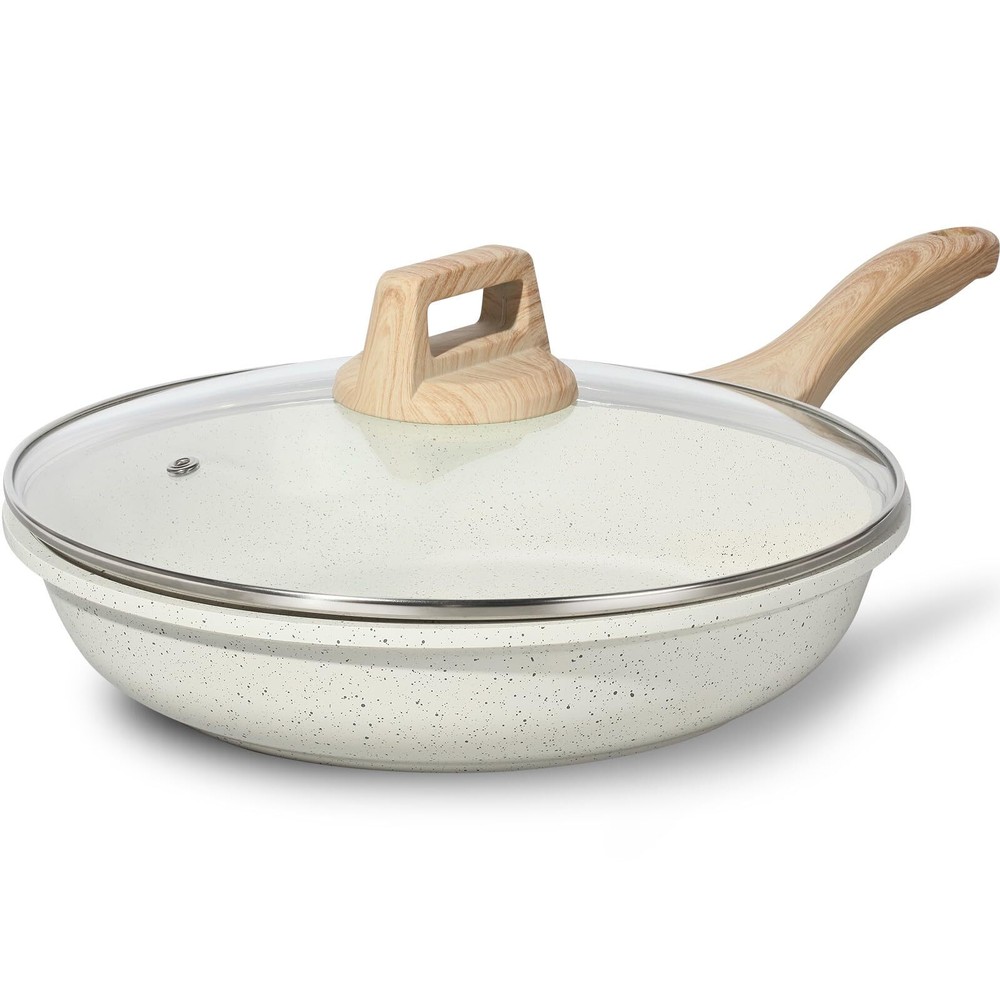 Nonstick Ceramic Frying Pan Skillet with Lid, Non-Toxic Egg Omelette Kitchen ...