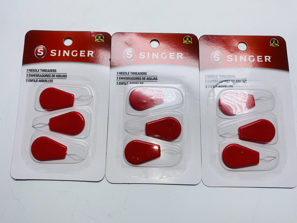 3 SINGER 3 Count Needle Threaders Hand or Machine Needles Threading Kit 9 Total