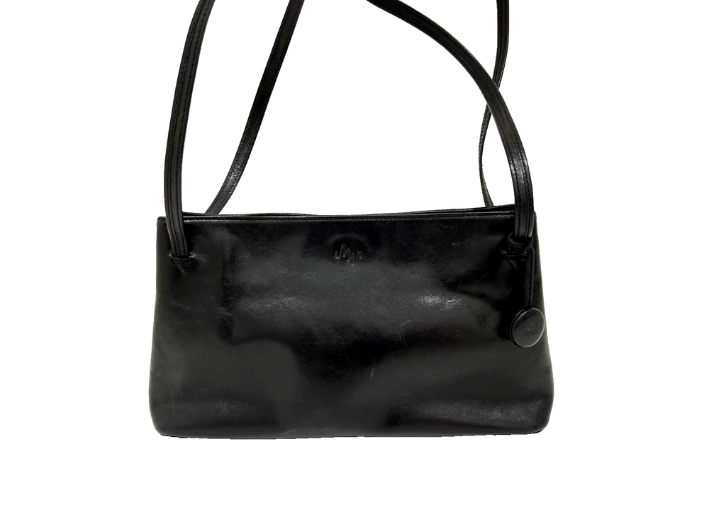 Vintage MONSAC Black Leather Shoulder Bag Tote Purse