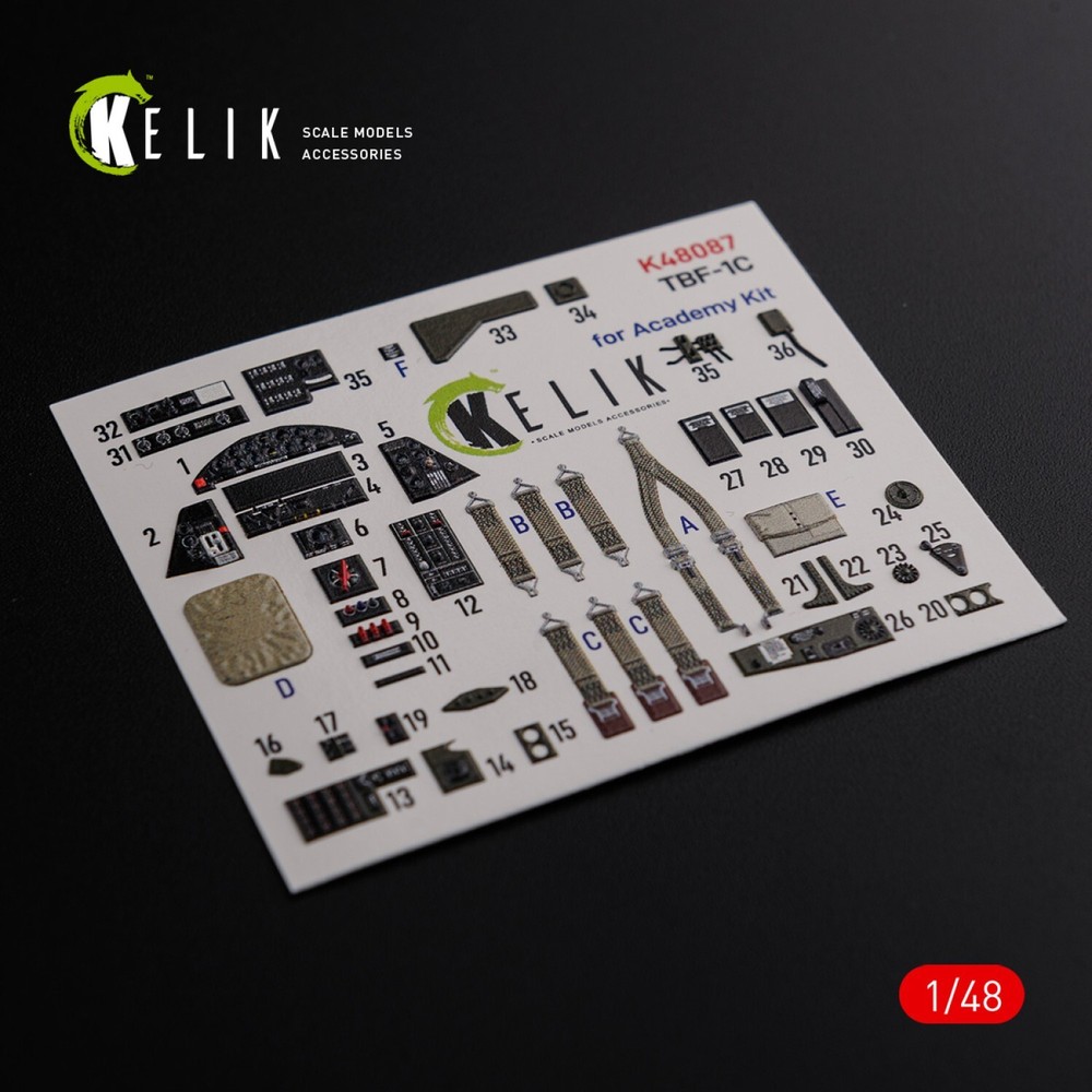 3D Decals TBF-1C interior for Academy kit Scale 1:48 for Model Kit KeliK K48087