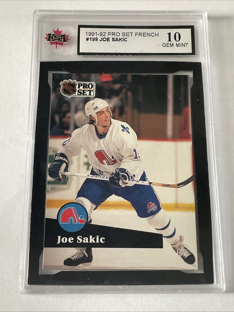 1991 Pro Set French Joe Sakic #199 Quebec Nordiques KSA 10 GEM MINT Hockey Card