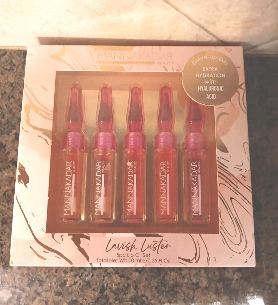 Manna Kadar 5 Piece Lip Oil Set Lavish Luster  NEW