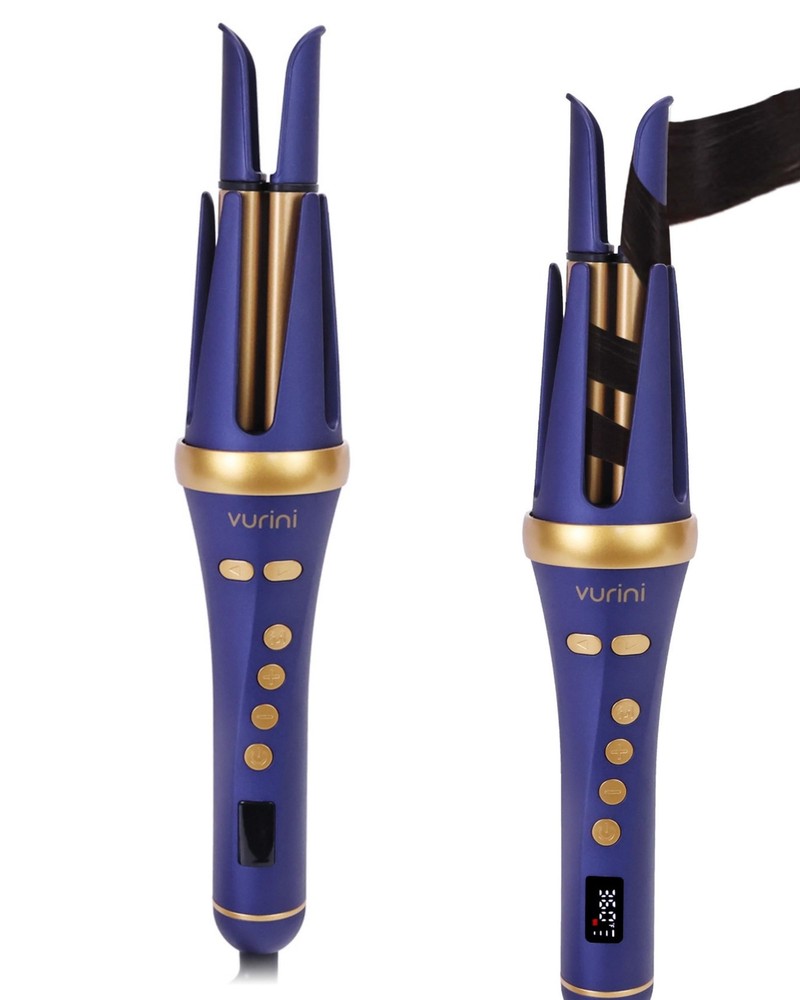 1.25 Inch Auto Curling Iron Wand with 7 Heat Settings & 5 Timers Auto Shut-off for All Hair Types in Blue