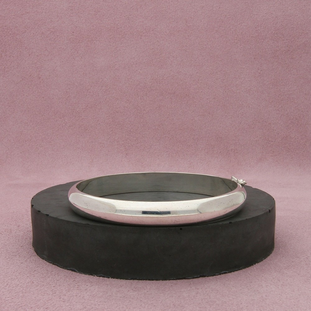 Sterling silver 8mm smooth hinged bangle bracelet size 7 inches