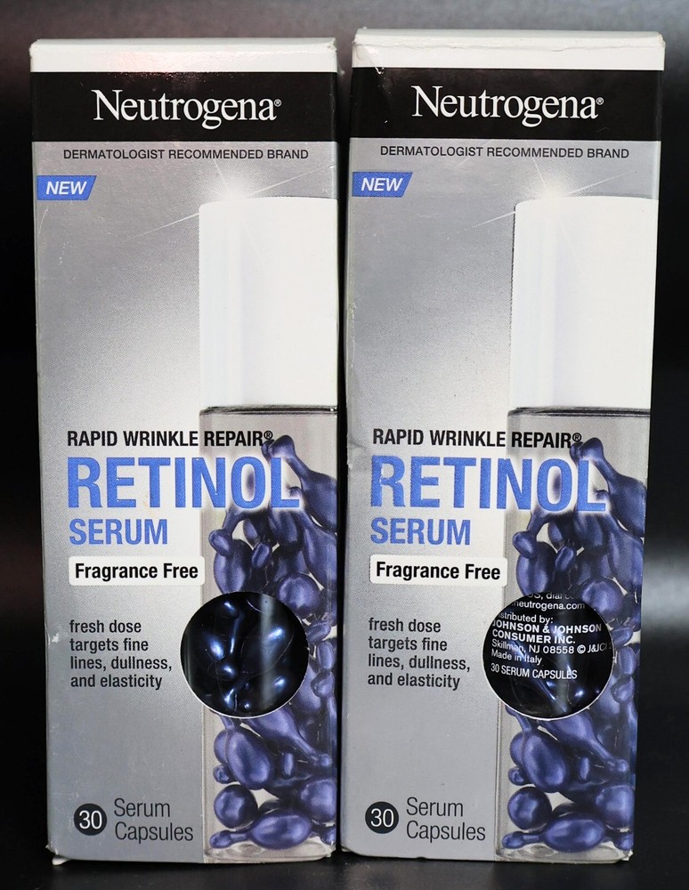 2-Pack Neutrogena Retinol Serum Capsules for Rapid Wrinkle Repair 30 Count Each