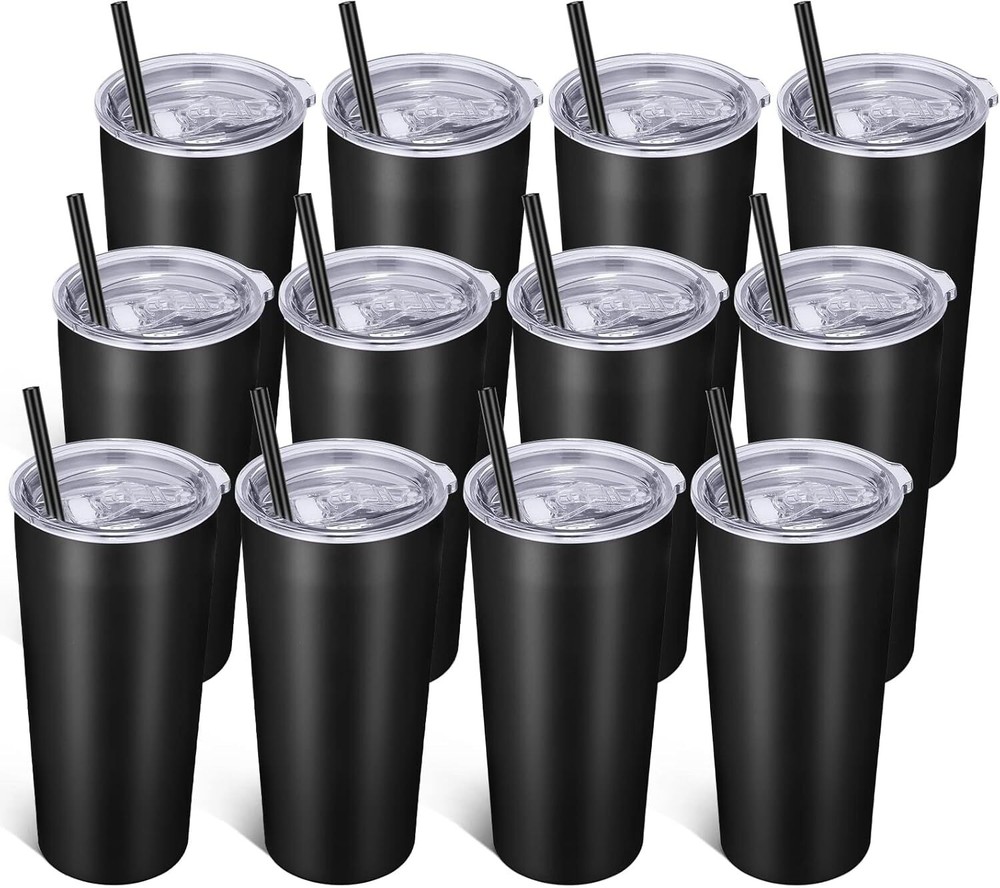 VEGOND 20oz Tumbler Bulk with Lid and Straw 12 Pack, Stainless Steel