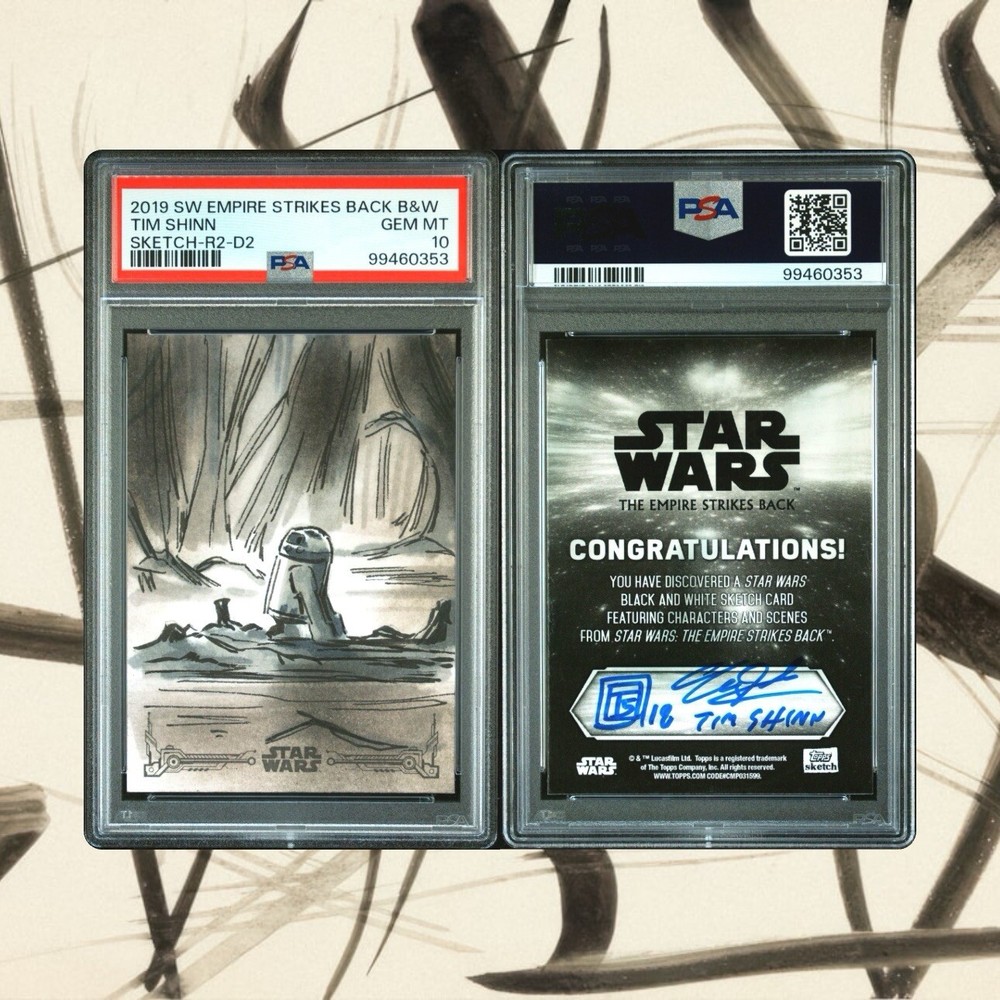 2019 Star Wars Empire Strikes Back B&W Tim Shinn R2-D2 Sketch PSA Gem MT 10 1/1