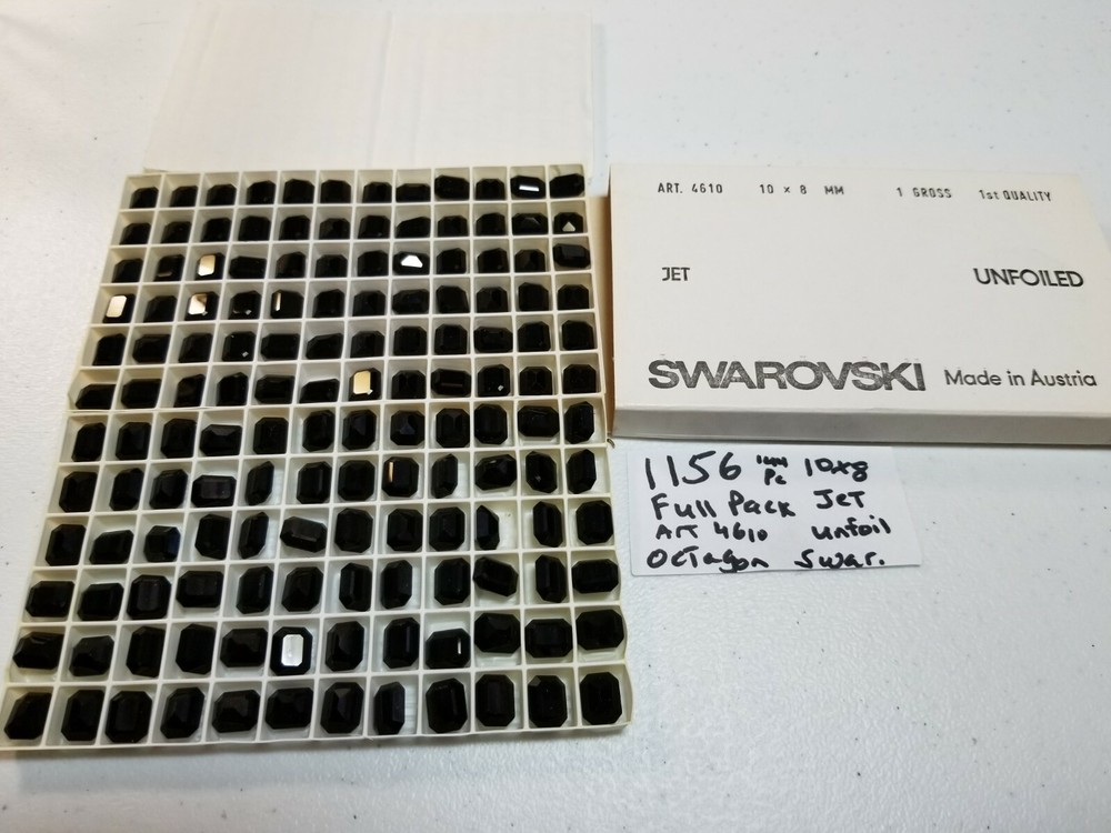 10x8mm UF Octagon Swarovski Jet PB Rhinestones Jewelry Repair 144pc Full Box-image