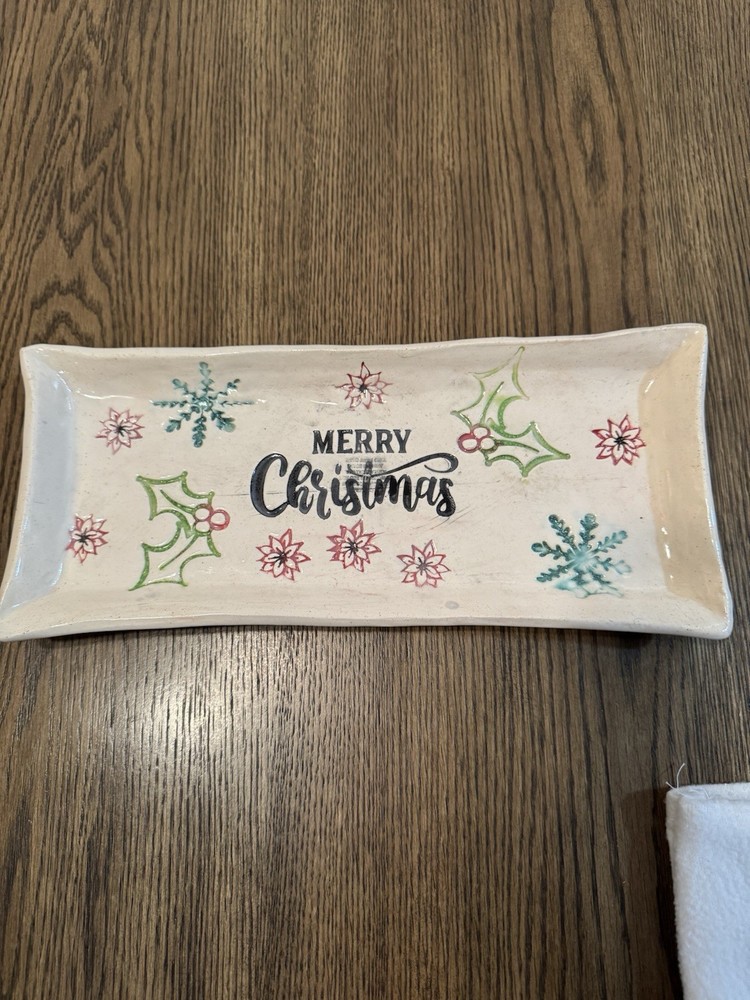 Custom Vintage Merry Christmas Small Rectangle Trinket Dish Holiday Decor